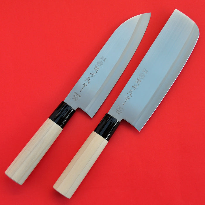 Santoku + Nakiri knives Stainless steel 165mm Japan