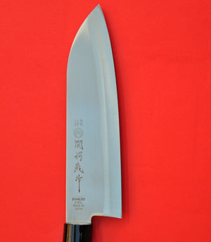 Close-up Santoku knife blade stainless steel 165mm Japan Japanese