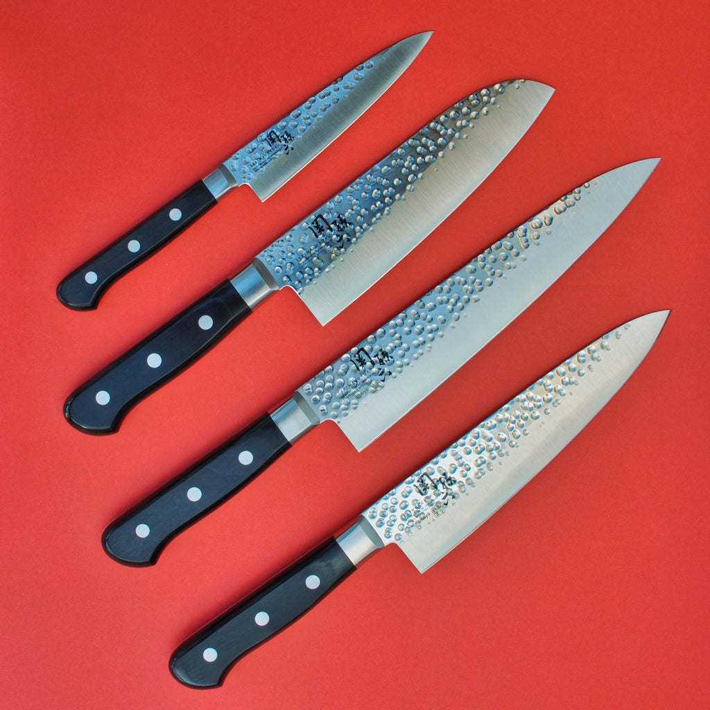 Conjunto de facas 4 KAI aço inoxidável martelado GYUTO SANTOKU IMAYO todas as 4 facas Japão
