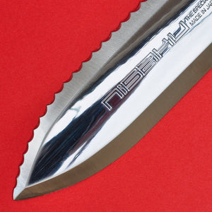 Japanese NISAKU Hori Hori 801 FIELD outdoor gardening knife blade close-up