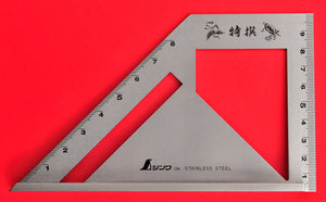 Back view SHINWA Square Layout Miter ruler 45 + 90 Degrees carpenter 62081 stainless Japan Japanese tool