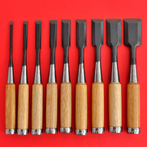 Set 9 japanese Tōgyū Chisel wood oire nomi 6 9 15 36mm Made in Japan tool woodworking carpenter
