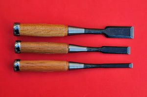 Set 3 SENKICHI Chisel wood Oak handle oire nomi back Japan Japanese tool woodworking carpenter